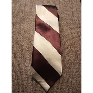 Prima Italy Mens‎ Tie Brown White Striped
